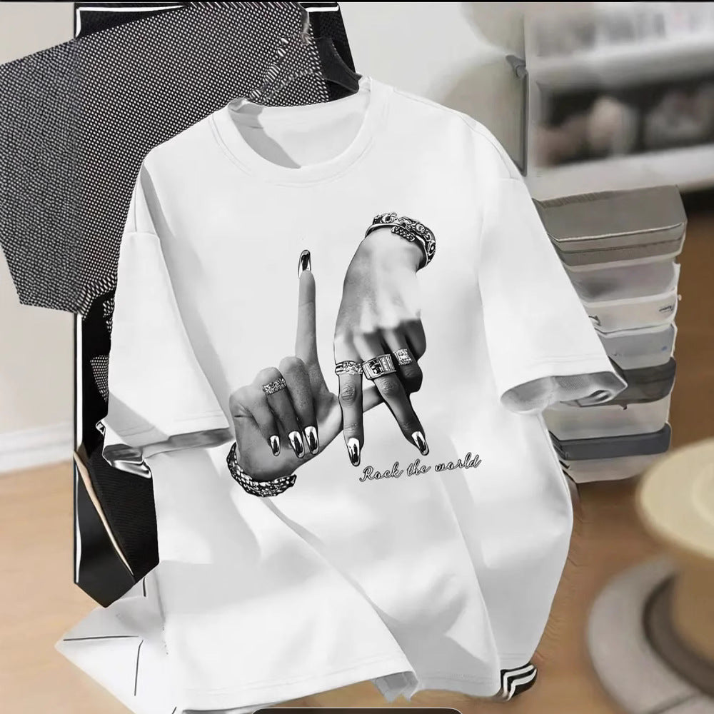 Camiseta unisex holgada básica cuello redondo