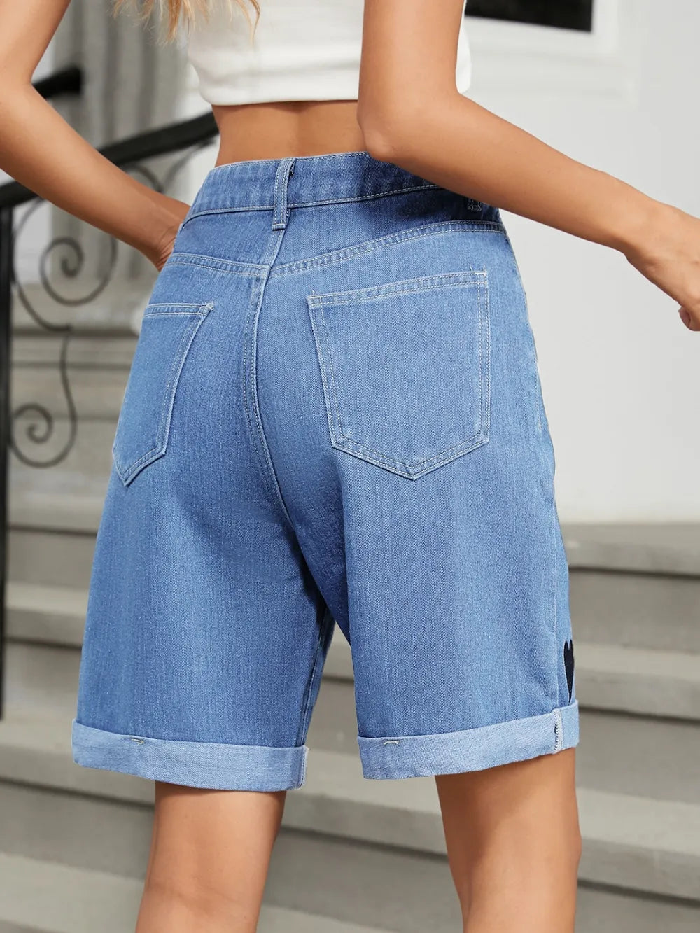 Shorts denim corazones rebeldes