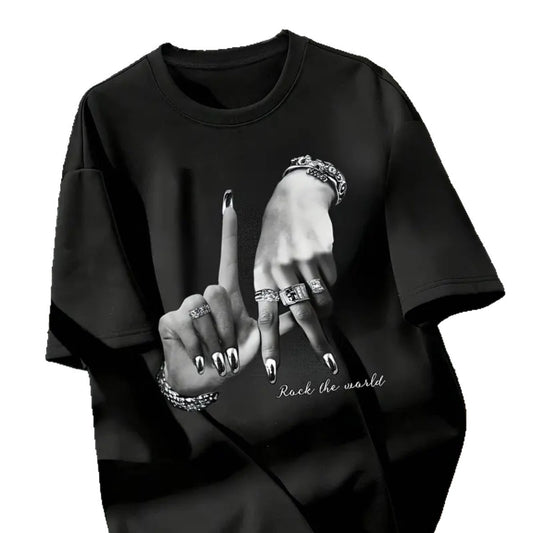 Camiseta unisex holgada básica cuello redondo
