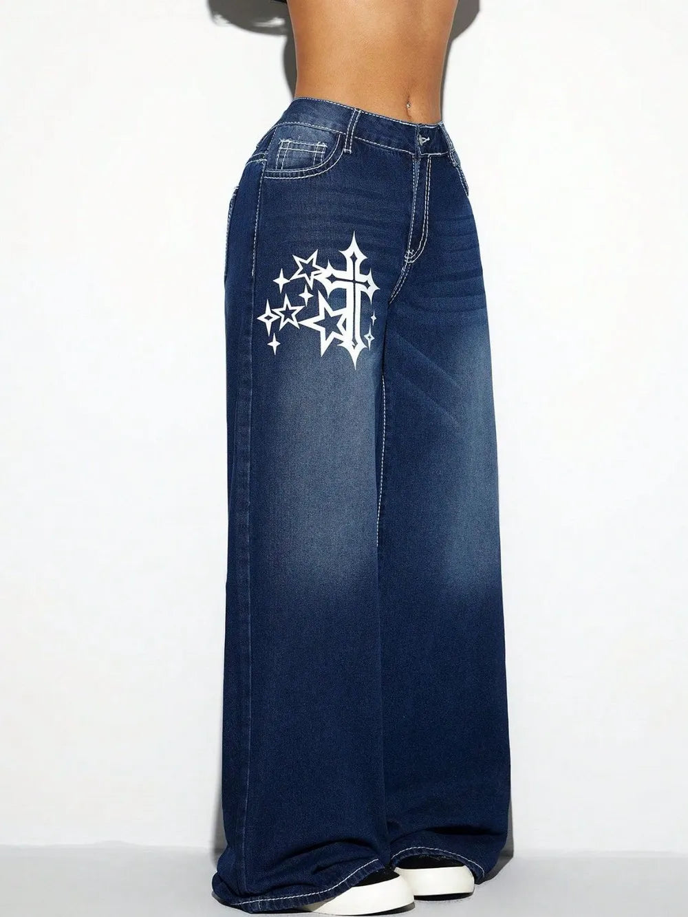 Jeans wide leg de cruces