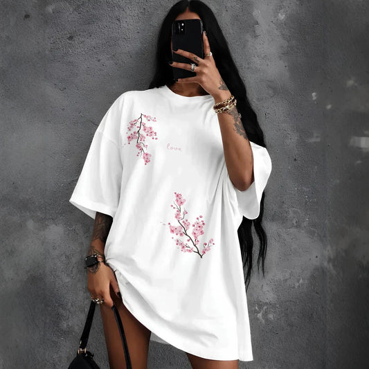 Camiseta holgada con estampado sakura