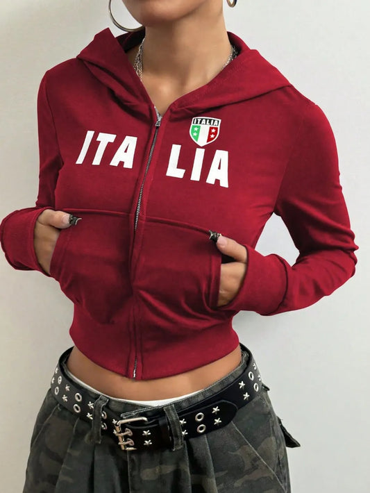 Sudadera Zip-Up Letter