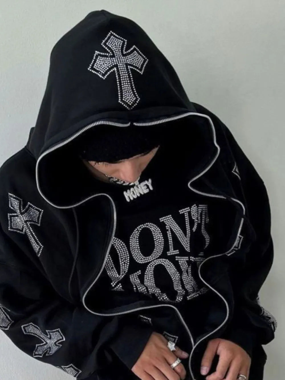 Sudadera Rhinestone Zip