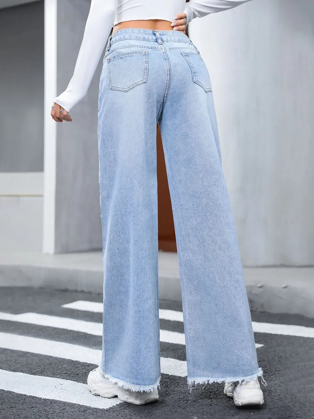 Jeans wide leg rotos