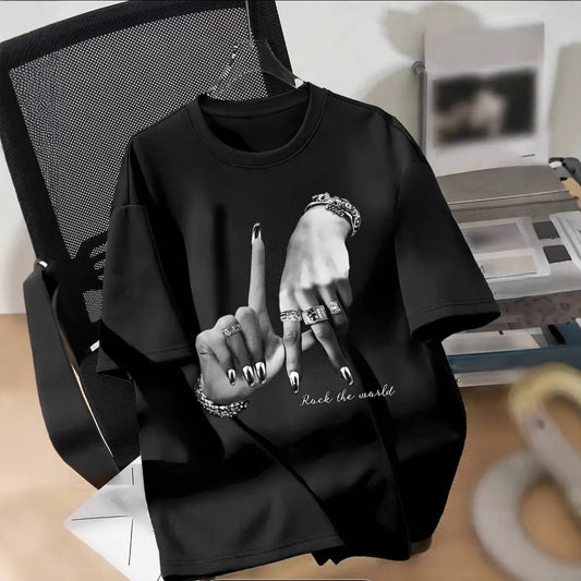 Camiseta unisex holgada básica cuello redondo