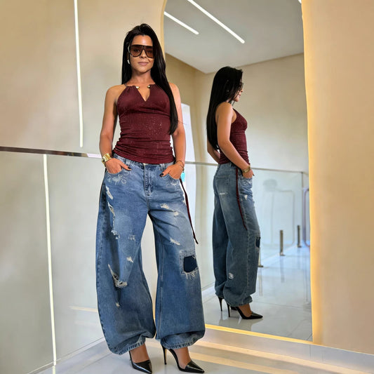 Jeans baggy efecto desgastados