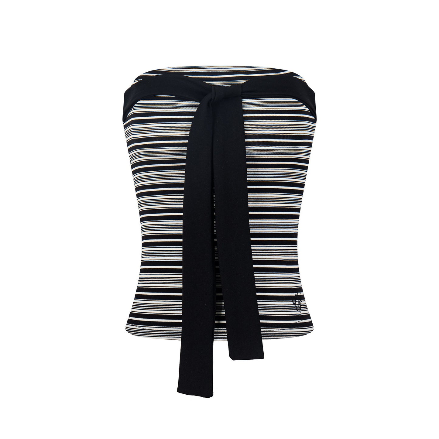 Top strapless de punto con lazo cruzado
