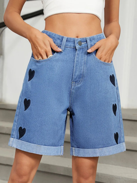 Shorts denim corazones rebeldes