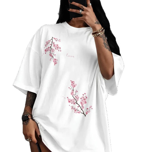 Camiseta holgada con estampado sakura