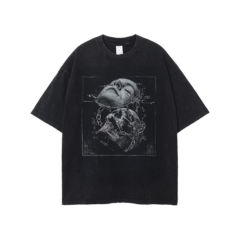 Camiseta lavado vintage con gráfico Skull