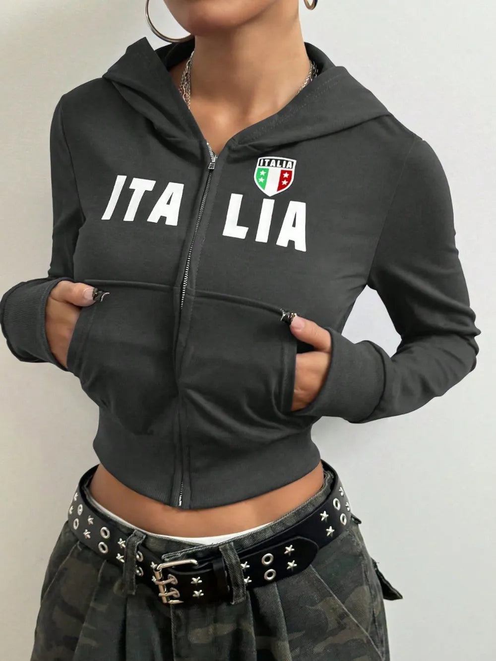 Sudadera Zip-Up Letter
