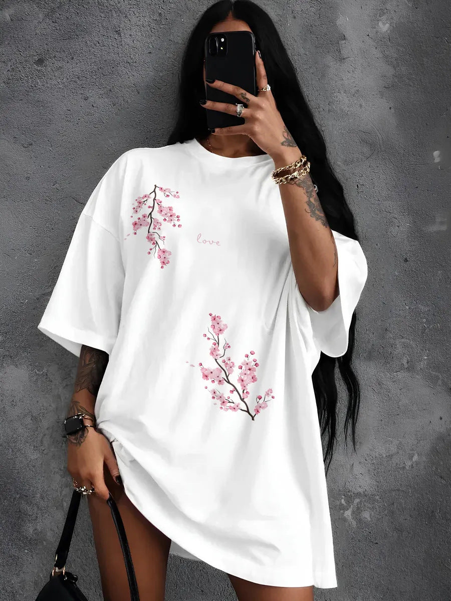Camiseta holgada con estampado sakura