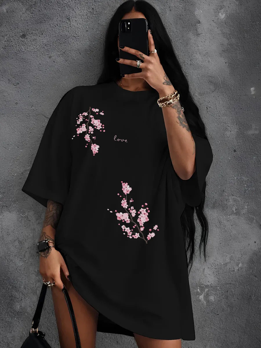Camiseta holgada con estampado sakura