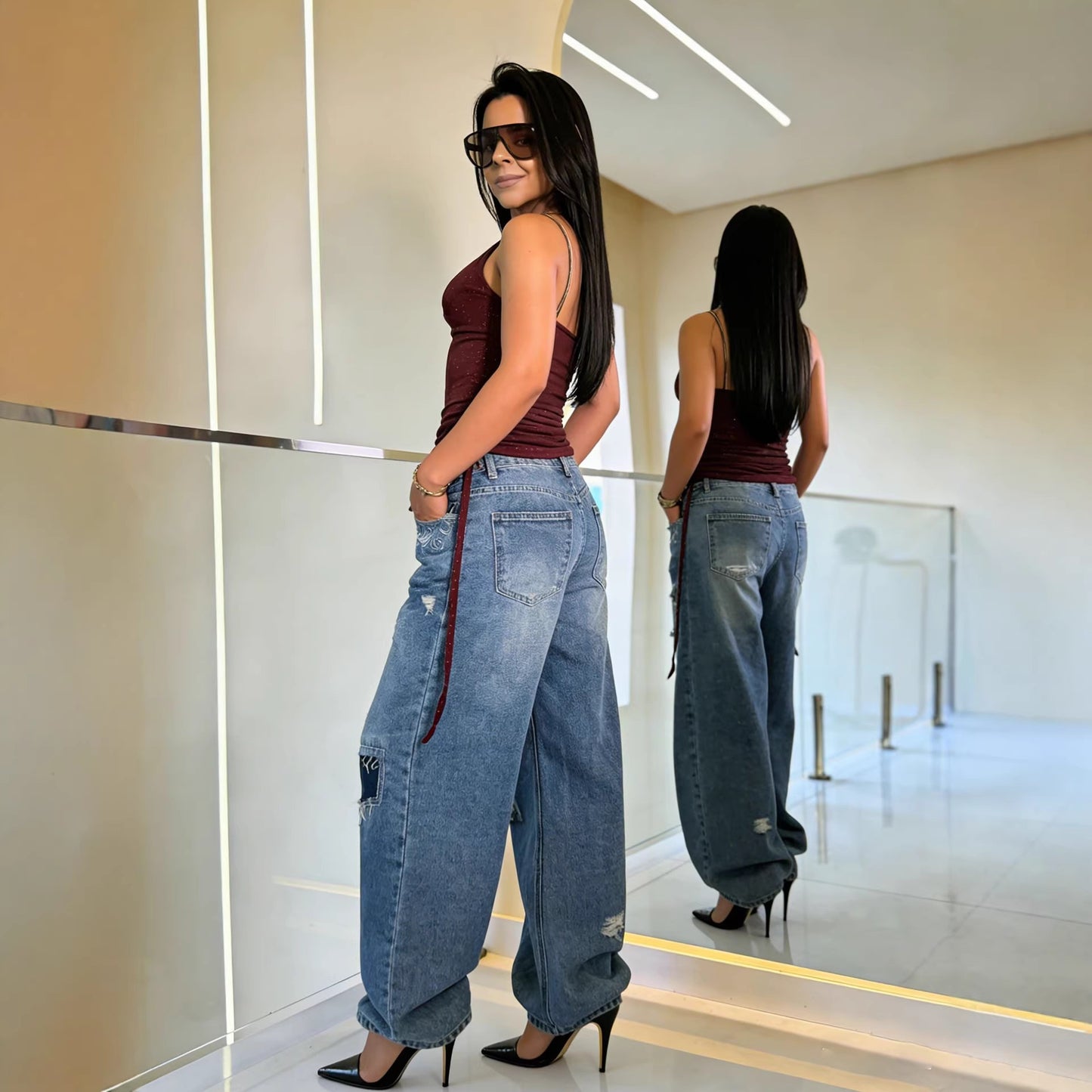 Jeans baggy efecto desgastados