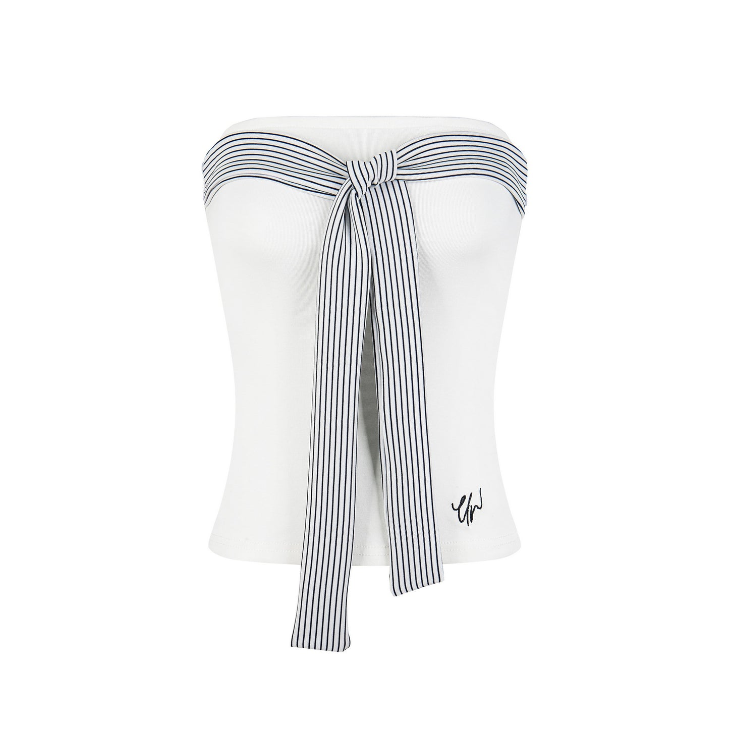 Top strapless de punto con lazo cruzado