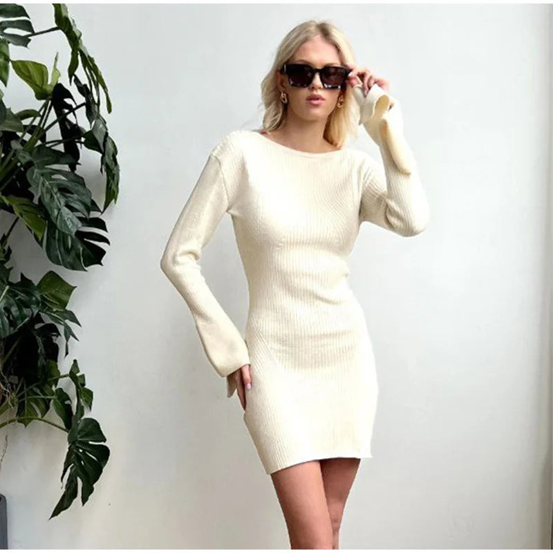 Vestido Mini Knit Manga Campana