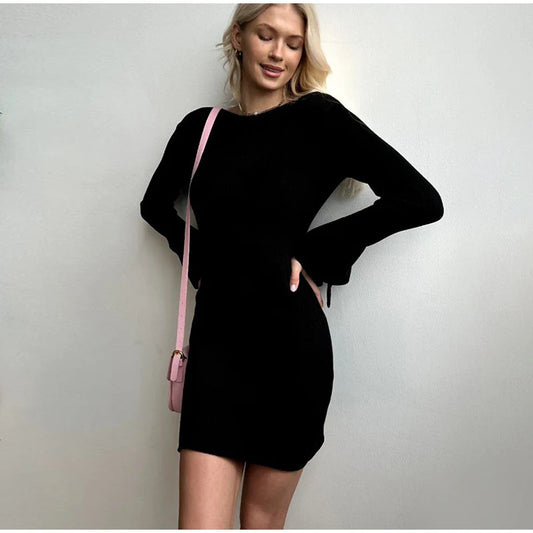 Vestido Mini Knit Manga Campana
